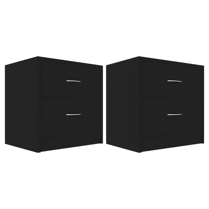 Bedside Cabinets 2 pcs Black 40x30x40 cm Engineered Wood