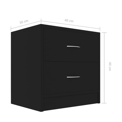 Bedside Cabinets 2 pcs Black 40x30x40 cm Engineered Wood