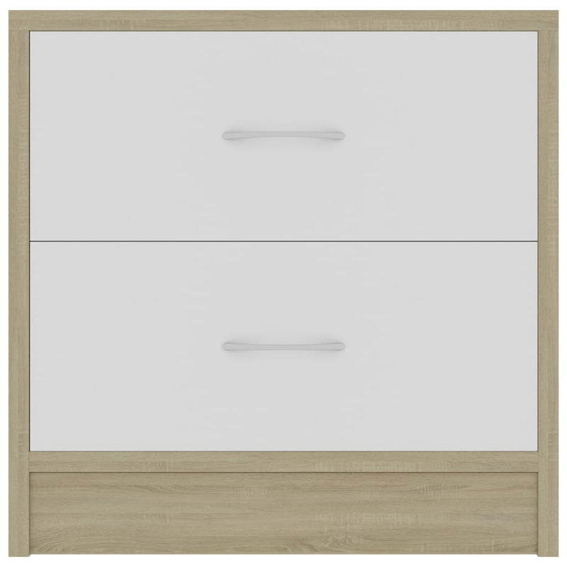 Bedside Cabinet White and Sonoma Oak 40x30x40 cm Engineered Wood