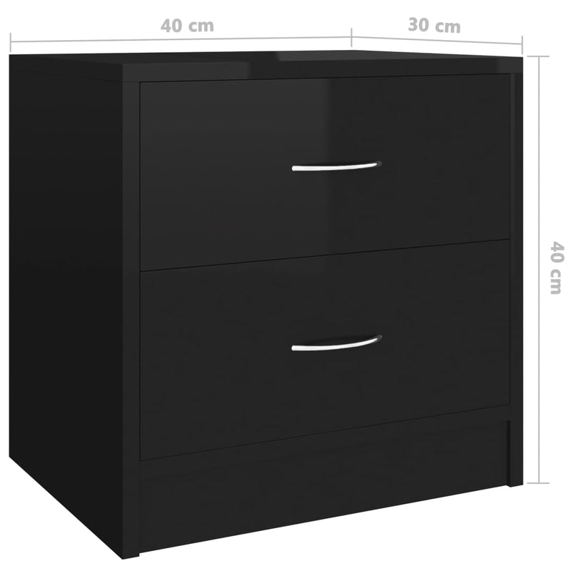 Bedside Cabinet High Gloss Black 40x30x40 cm Engineered Wood