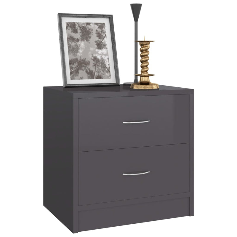 Bedside Cabinet High Gloss Grey 40x30x40 cm Engineered Wood