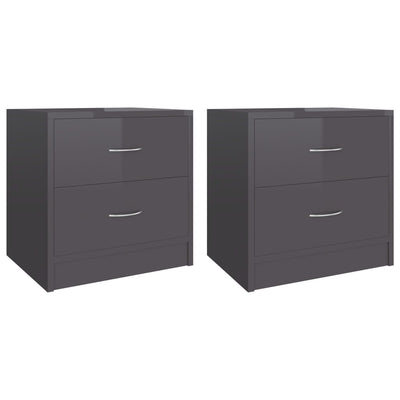 Bedside Cabinets 2 pcs High Gloss Grey 40x30x40 cm Engineered Wood