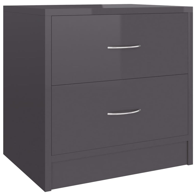 Bedside Cabinets 2 pcs High Gloss Grey 40x30x40 cm Engineered Wood