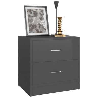 Bedside Cabinets 2 pcs High Gloss Grey 40x30x40 cm Engineered Wood