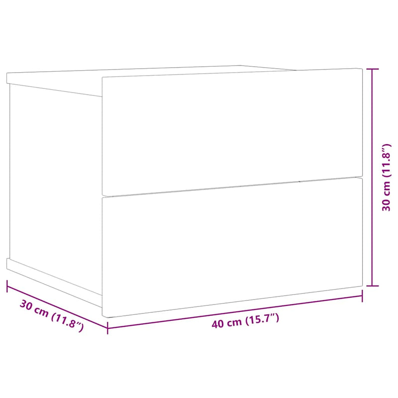 Bedside Cabinets 2 pcs Black 40x30x30 cm Engineered Wood