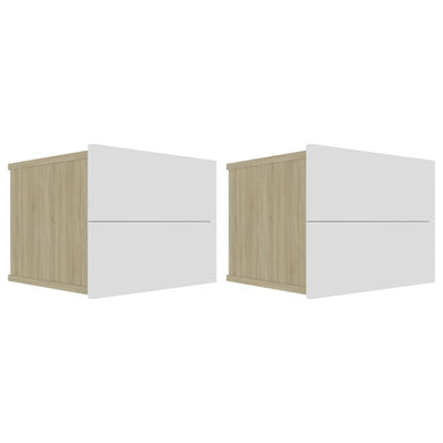 Bedside Cabinets 2 pcs White and Sonoma Oak 40x30x30 cm Engineered Wood