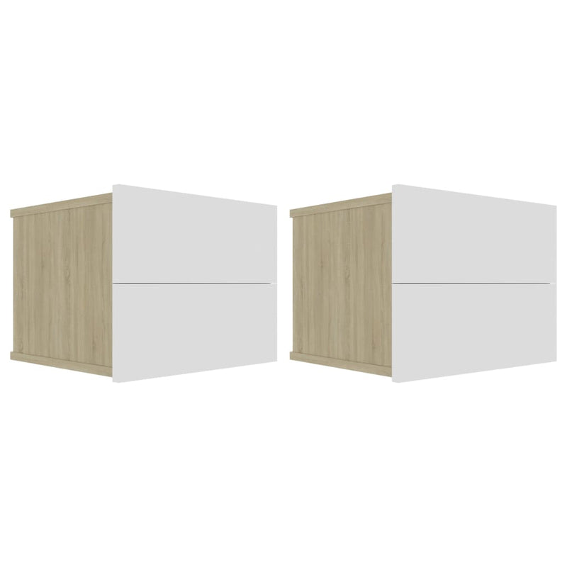 Bedside Cabinets 2 pcs White and Sonoma Oak 40x30x30 cm Engineered Wood