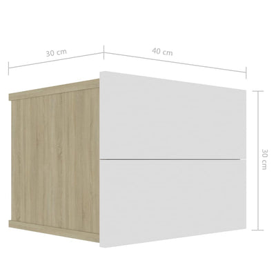 Bedside Cabinets 2 pcs White and Sonoma Oak 40x30x30 cm Engineered Wood