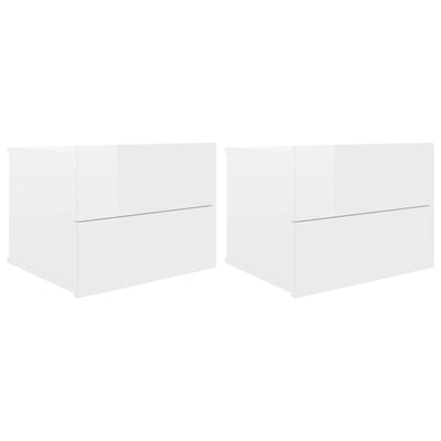 Bedside Cabinets 2 pcs High Gloss White 40x30x30 cm Engineered Wood