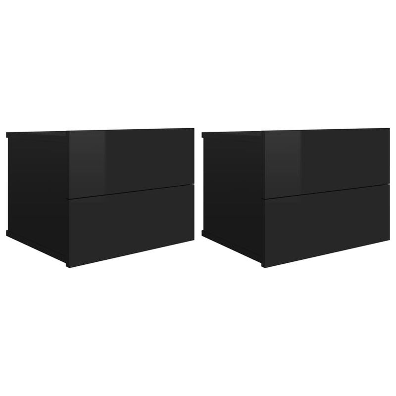 Bedside Cabinets 2 pcs High Gloss Black 40x30x30 cm Engineered Wood