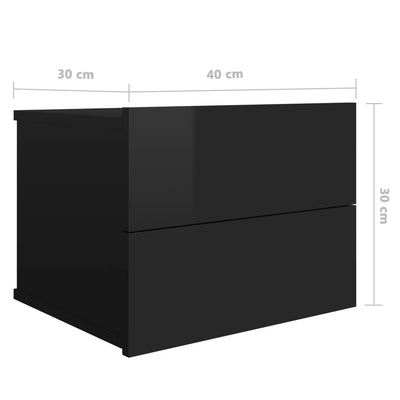 Bedside Cabinets 2 pcs High Gloss Black 40x30x30 cm Engineered Wood