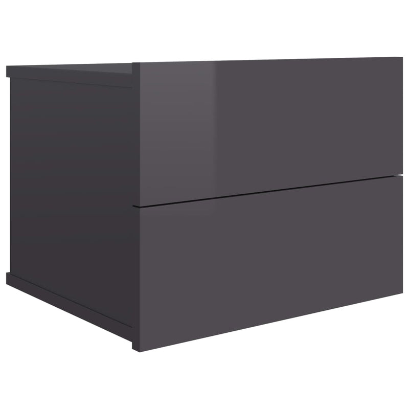 Bedside Cabinet High Gloss Grey 40x30x30 cm Engineered Wood