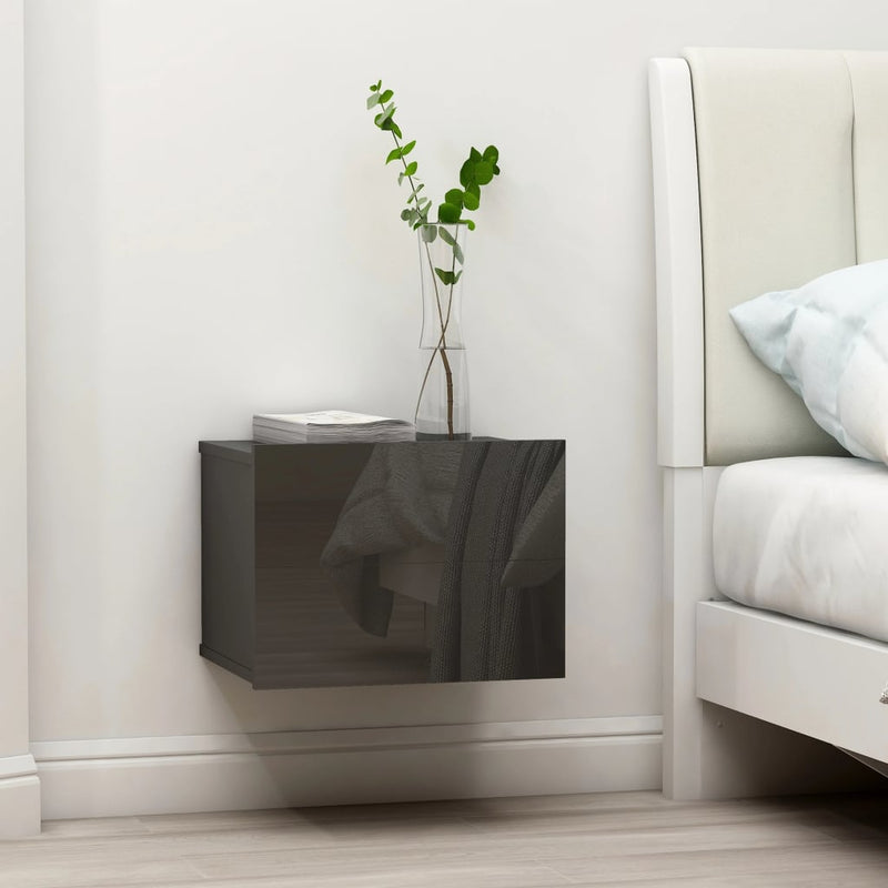 Bedside Cabinet High Gloss Grey 40x30x30 cm Engineered Wood