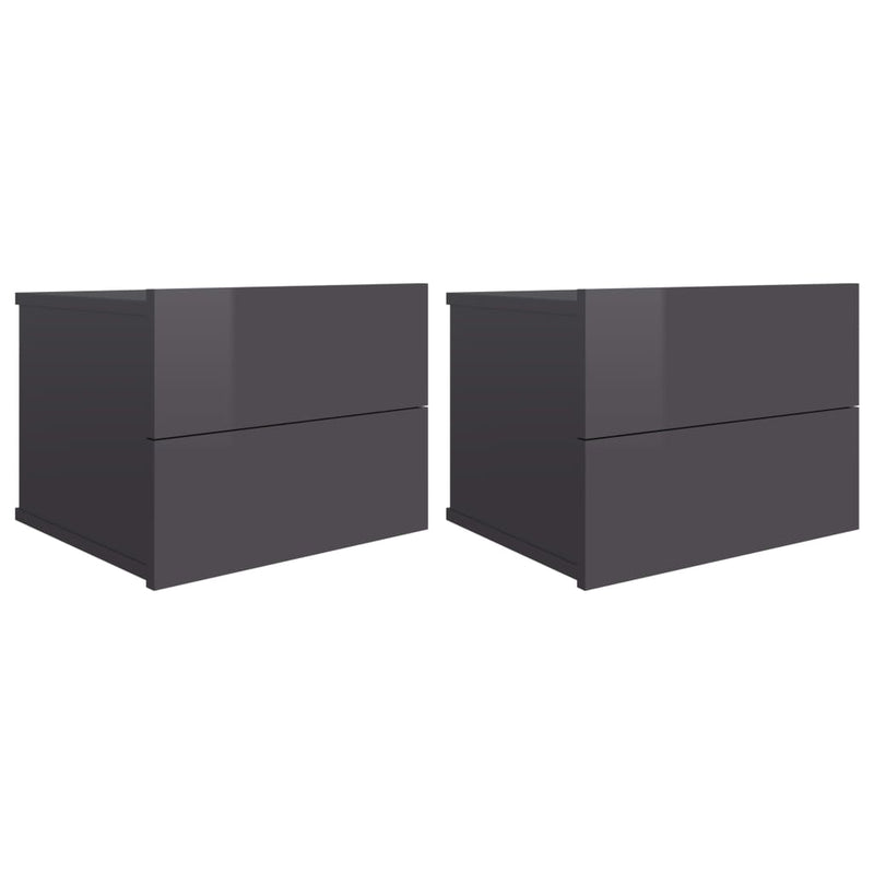 Bedside Cabinets 2 pcs High Gloss Grey 40x30x30 cm Engineered Wood