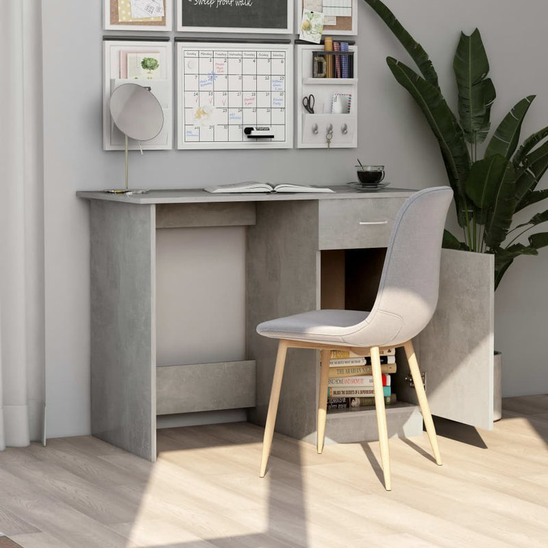 Desk Concrete Grey 100x50x76 cm Engineered Wood