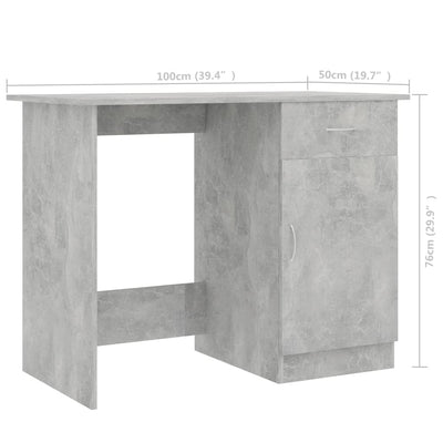 Desk Concrete Grey 100x50x76 cm Engineered Wood