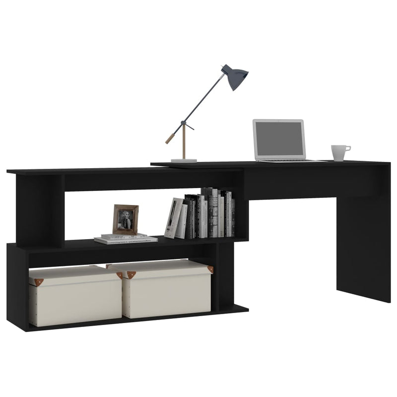 Corner Desk Black 200x50x76 cm Engineered Wood