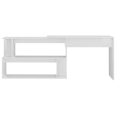 Corner Desk High Gloss White 200x50x76 cm Engineered Wood