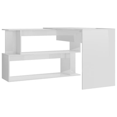 Corner Desk High Gloss White 200x50x76 cm Engineered Wood