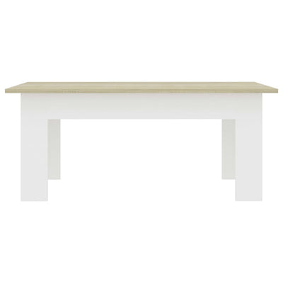 Coffee Table White and Sonoma Oak 100x60x42 cm Engineered Wood