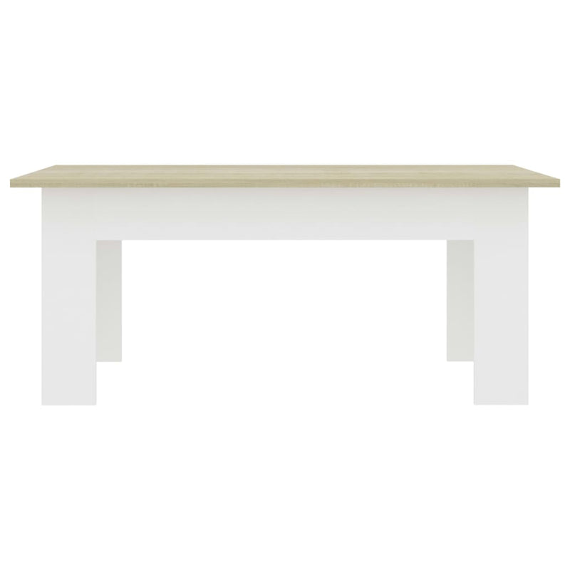 Coffee Table White and Sonoma Oak 100x60x42 cm Engineered Wood