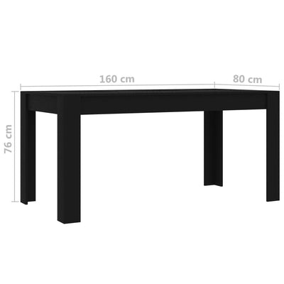 Dining Table Black 160x80x76 cm Engineered Wood