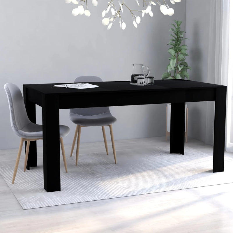 Dining Table Black 160x80x76 cm Engineered Wood