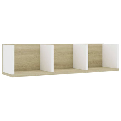 CD Wall Shelf White and Sonoma Oak 75x18x18 cm Engineered Wood