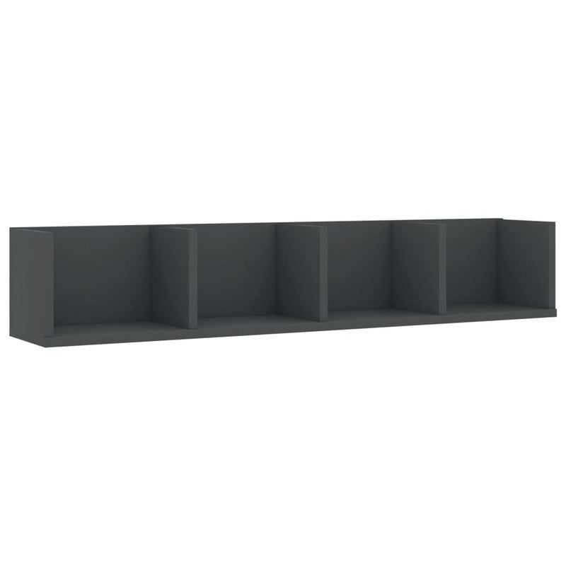 CD Wall Shelf Grey 100x18x18 cm Engineered Wood