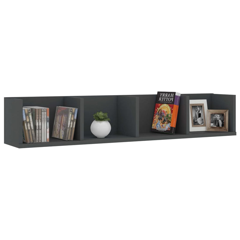 CD Wall Shelf Grey 100x18x18 cm Engineered Wood