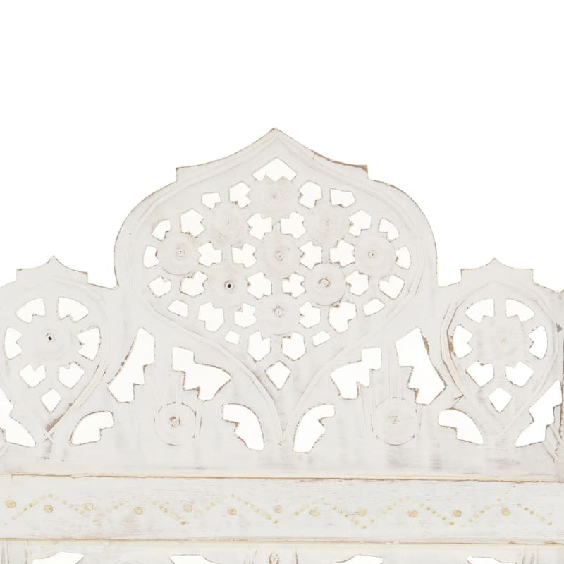 Hand carved 3-Panel Room Divider White 120x165 cm Solid Mango Wood