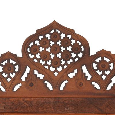 Hand carved 4-Panel Room Divider Brown 160x165 cm Solid Mango Wood