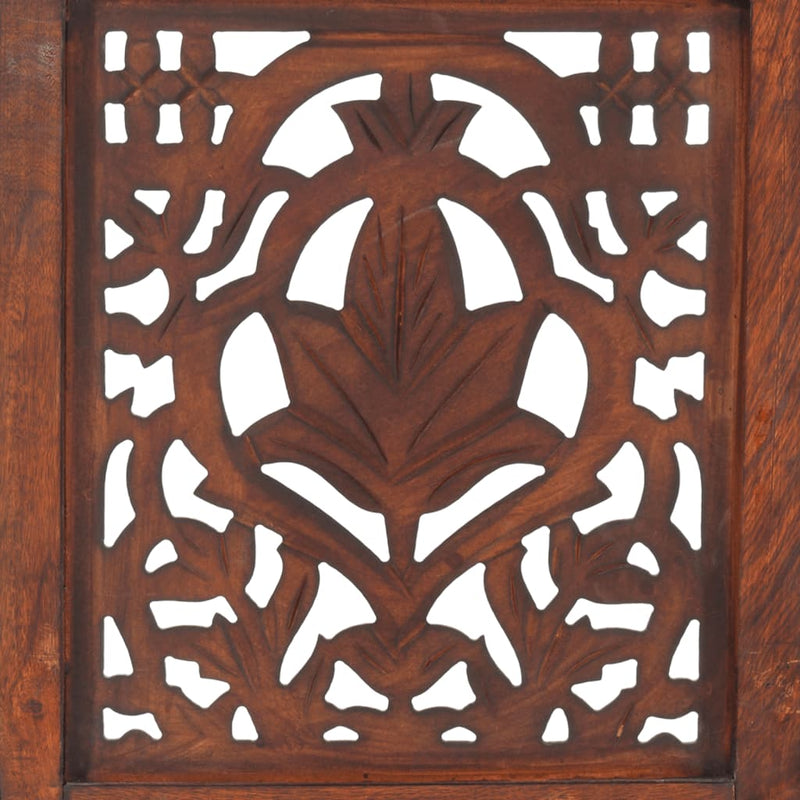 Hand Carved 3-Panel Room Divider Brown 120x165 cm Solid Mango Wood