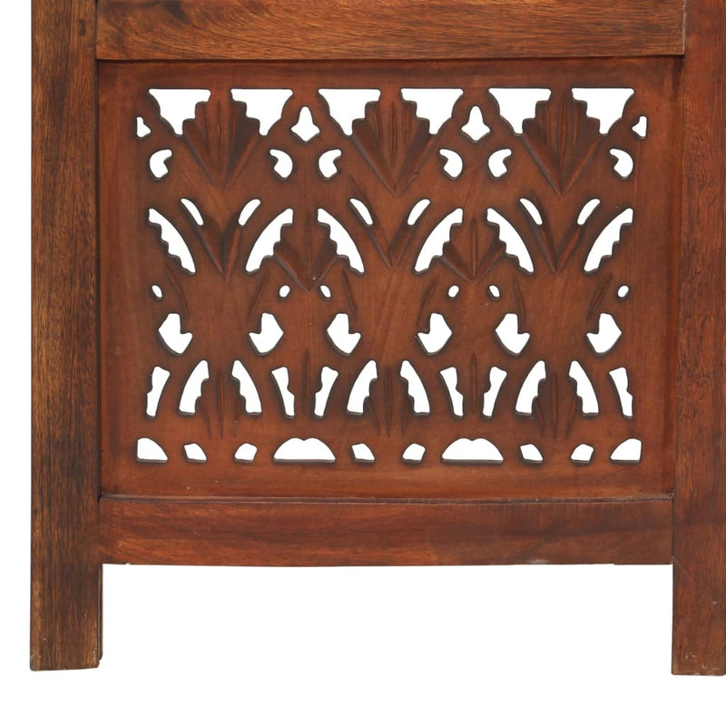 Hand Carved 3-Panel Room Divider Brown 120x165 cm Solid Mango Wood