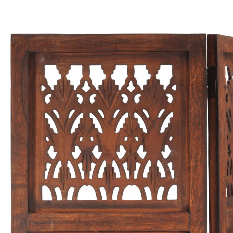Hand Carved 5-Panel Room Divider Brown 200x165 cm Solid Mango Wood