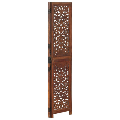 Hand carved 3-Panel Room Divider Brown 120x165 cm Solid Mango Wood