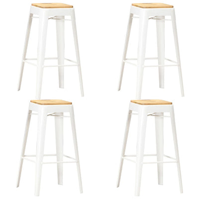 Bar Stools 4 pcs White Solid Mango Wood