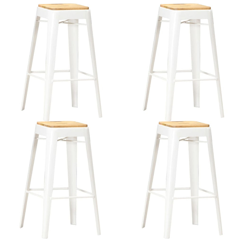 Bar Stools 4 pcs White Solid Mango Wood