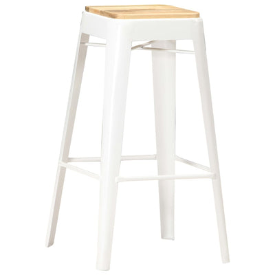 Bar Stools 4 pcs White Solid Mango Wood