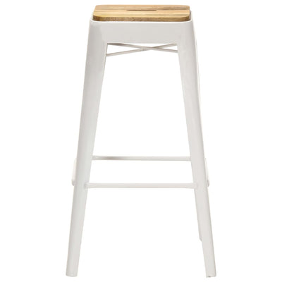 Bar Stools 4 pcs White Solid Mango Wood