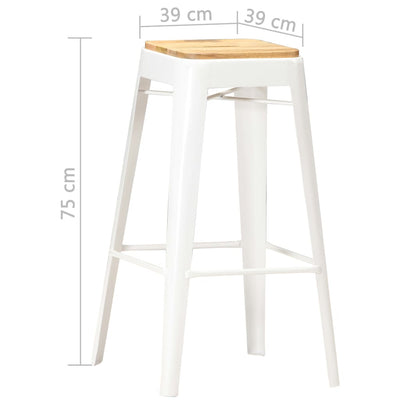 Bar Stools 4 pcs White Solid Mango Wood