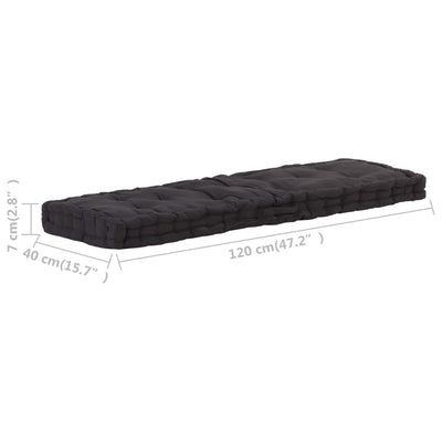 Pallet Floor Cushion Cotton 120x40x7 cm Black