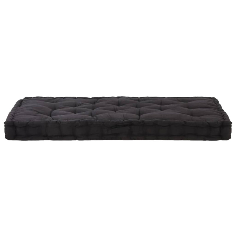 Pallet Floor Cushion Cotton 120x80x10 cm Black