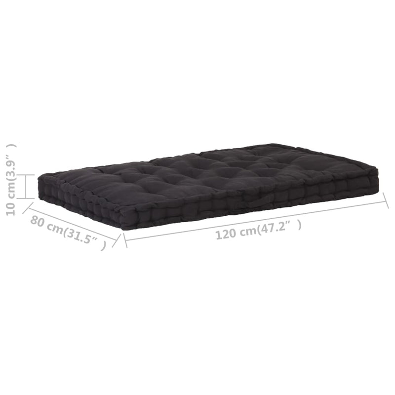 Pallet Floor Cushion Cotton 120x80x10 cm Black