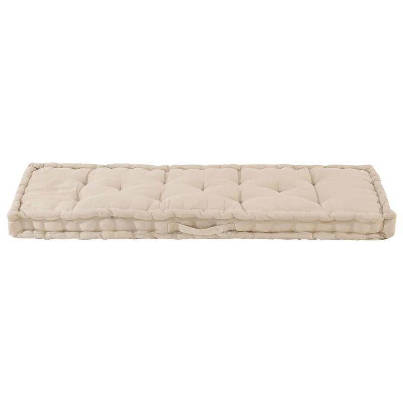 Pallet Floor Cushion Cotton 120x40x7 cm Beige