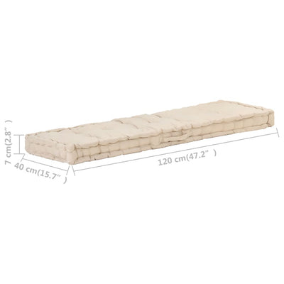 Pallet Floor Cushion Cotton 120x40x7 cm Beige