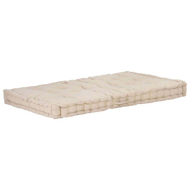 Pallet Floor Cushion Cotton 120x80x10 cm Beige