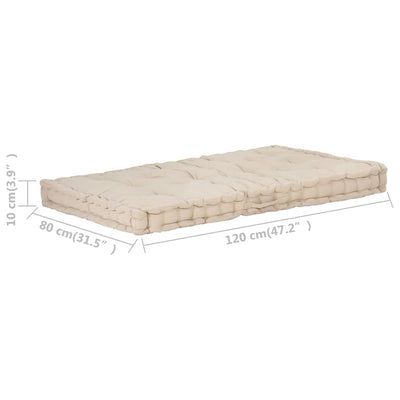 Pallet Floor Cushion Cotton 120x80x10 cm Beige