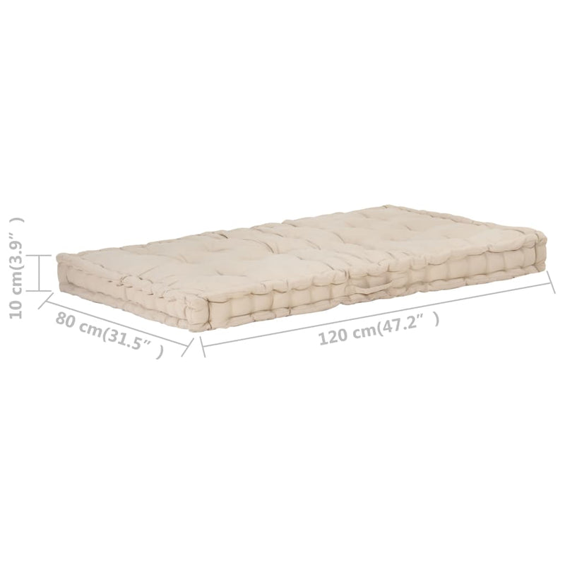 Pallet Floor Cushion Cotton 120x80x10 cm Beige