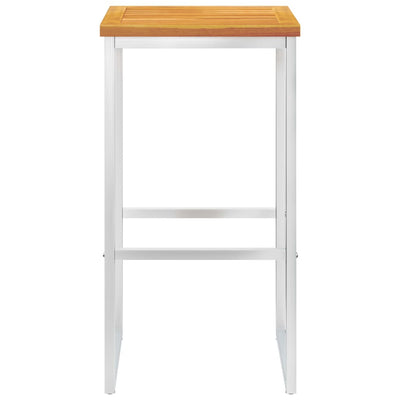 Bar Stools 4 pcs Solid Acacia Wood and Stainless Steel